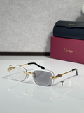Crtir Glasses - Rimless Rectangular Half Tinted Gray Gold Panther