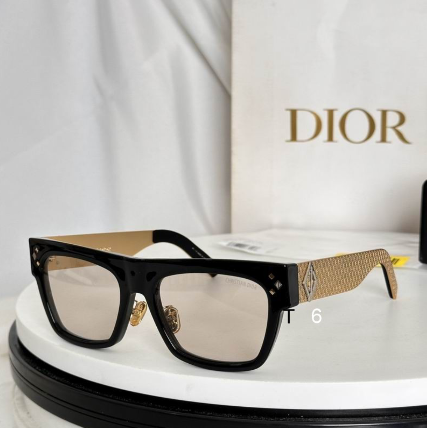 Dr Glasses - Black Oversized Square with Nude Lenses and Oblique Diamond Temples
