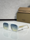 Burbry Glasses - White Pilot Sunglasses Blue Green Gradient Lens