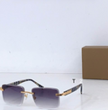 Burbry Glasses - Rimless Square Sunglasses Gradient Purple Lens Check Arms