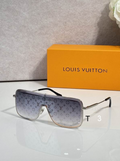LV Glasses - Silver Metal Shield Visor LV Monogram Blue Gray Gradient Lenses