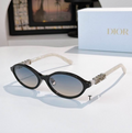 Dr Glasses - Oval Black Frame with White Temples and Blue-Gray Gradient Lenses