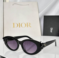 Dr Glasses - Black Small Oval with Gradient Purple Lavender Lenses and Black Flower Hinge Decoration