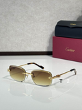 Crtir Glasses - Rimless Rectangular Brown Gradient Gold Detailed Panther