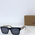 Burbry Glasses - Black Square Sunglasses Dark Lens Classic Check Arms