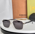 Burbry Glasses - Silver Metal Square Aviator Sunglasses Dark Lens