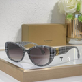 Burbry Glasses - Gray Check Cat-Eye Sunglasses Gradient Gold TB Monogram