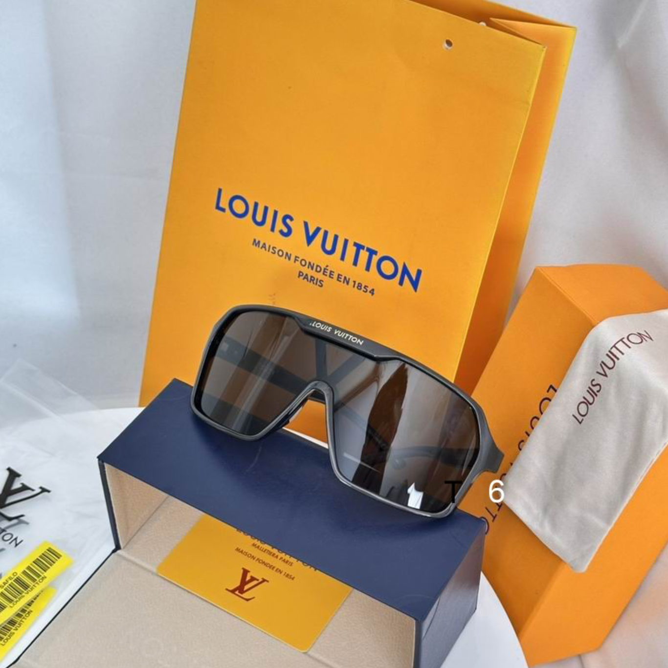 LV Glasses - Black Shield Visor LV Monogram Solid Dark Lenses