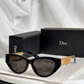 Dr Glasses - Black Cat-Eye with Dark Gray Lenses and Gold Mesh Lattice Temples
