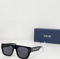 Dr Glasses - Black Oversized Square with Dark Gray Lenses, Gold Star Studs and Christian Dior Text
