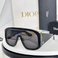 Dr Glasses - Black Shield Visor with Dark Gray Lenses, Gold Accent and Textured Temples