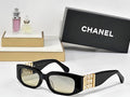 Chnel Glass - Black Rectangle Gold Crystal Beige