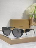 Burbry Glasses - Black Cat-Eye Sunglasses Gold TB Monogram Quilted Arms