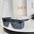 Dr Glasses - Navy Blue Flat-Top Shield Visor with Blue Oblique Monogram Lenses and Christian Dior Text