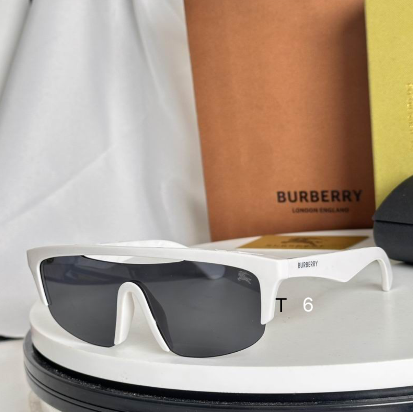 Burbry Glasses - White Shield Sport Wraparound Sunglasses