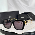 Dr Glasses - Black Oversized Square with Dark Purple-Gray Lenses and Gold CD Wire Temples