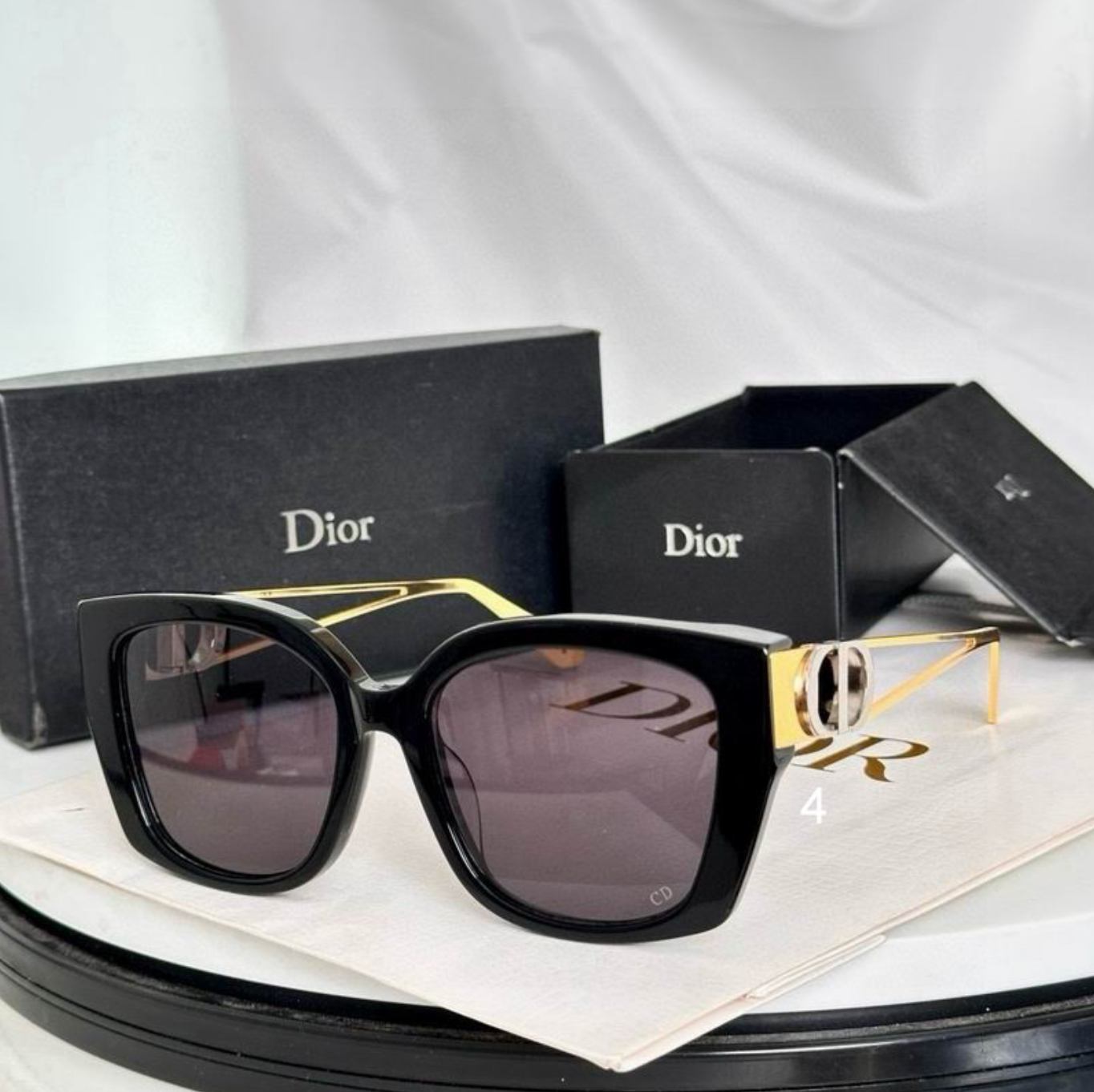 Dr Glasses - Black Oversized Square with Dark Purple-Gray Lenses and Gold CD Wire Temples