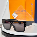 LV Glasses - Black Cyclops Shield Visor V-Cut Dark Smoke Lenses