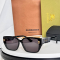 Burbry Glasses - Black Butterfly Cat-Eye Sunglasses Gold TB Monogram