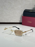 Crtir Glasses - Rimless Rectangular Bicolor Clear Brown Gold Panther Arms
