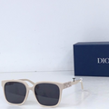 Dr Glasses - Cream Beige Oversized Square with Dark Gray Lenses and Crystal White 3D DIOR Temples
