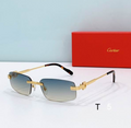 Crtir Glasses - Rimless Rectangular Blue Gray Gradient Gold C-Bar Arms