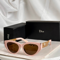 Dr Glasses - Pink Cat-Eye with Brown Lenses and Gold Mesh Lattice Temples