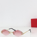 Crtir Glasses - Rimless Diamond Shape Pink Lens Gold Hardware