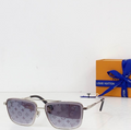 LV Glasses - Silver Double-Bridge Square LV Monogram Blue Gray Gradient Lenses