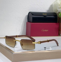 Crtir Glasses - Rimless Rectangular Brown Gradient Gold Ribbed Brown Arms