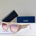 Dr Glasses - Beige Large Angular Cat-Eye with Gradient Pink-Purple Lenses and Gold Dior Script