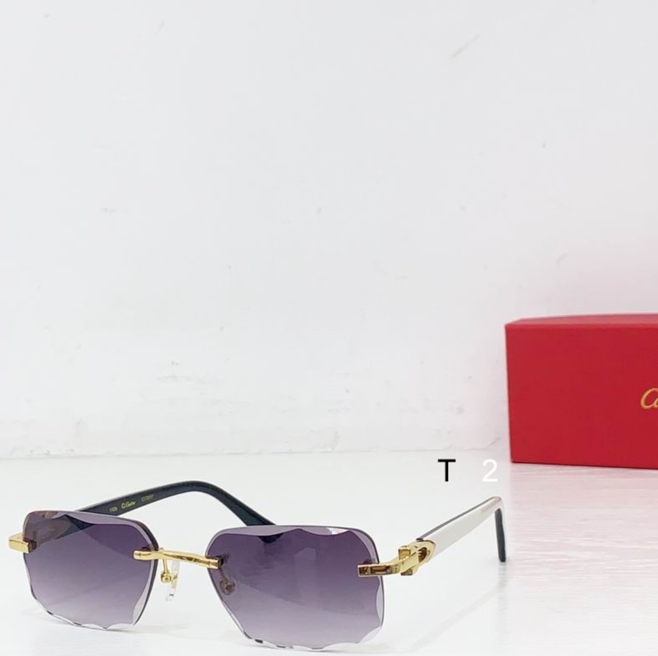 Crtir Glasses - Diamond Cut Square Purple Gray White Marble Arms