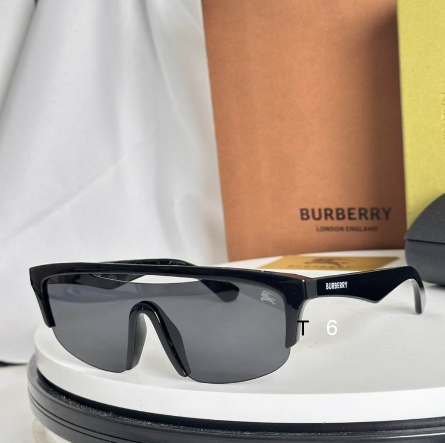 Burbry Glasses - Black Shield Sport Wraparound Sunglasses