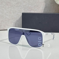 Dr Glasses - White Oversized Shield Mask with Navy Lenses, White DIO Text and Crystal Temples