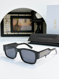 Dr Glasses - Black Chunky Square with Dark Gray Lenses and Gold Christian Dior Grid Temples