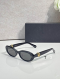 Dr Glasses - Black Small Oval with Dark Gray Lenses and Gold CD Logo Temple Hardware