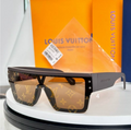LV Glasses - Dark Gray Shield Visor LV Monogram Brown Cognac Lenses
