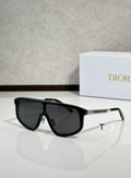 Dr Glasses - Black Shield Visor with Dark Gray Lenses and Silver Christian Dior Text