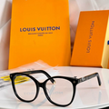 LV Glasses - Black Oversized Square LV Monogram Temple Clear Optical Lenses