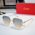 Crtir Glasses - Rimless Oversized Square Blue Gray Gradient Gold Panther