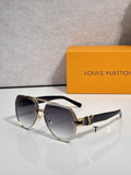 LV Glasses - Gold Metal Rimless Aviator Black Temple Gray Gradient Lenses