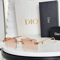 Dr Glasses - Gold Rimless Square with Panther Head Hardware and Gradient Pink Lenses