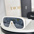 Dr Glasses - White Oversized Shield with Blue Oblique Monogram Lenses, Gold Accent and Grid Temples