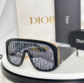 Dr Glasses - Black Shield Visor with Gray Oblique Monogram Lenses and Gold Accent Textured Temples