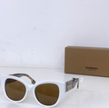 Burbry Glasses - White Oversized Cat-Eye Sunglasses Check Arms