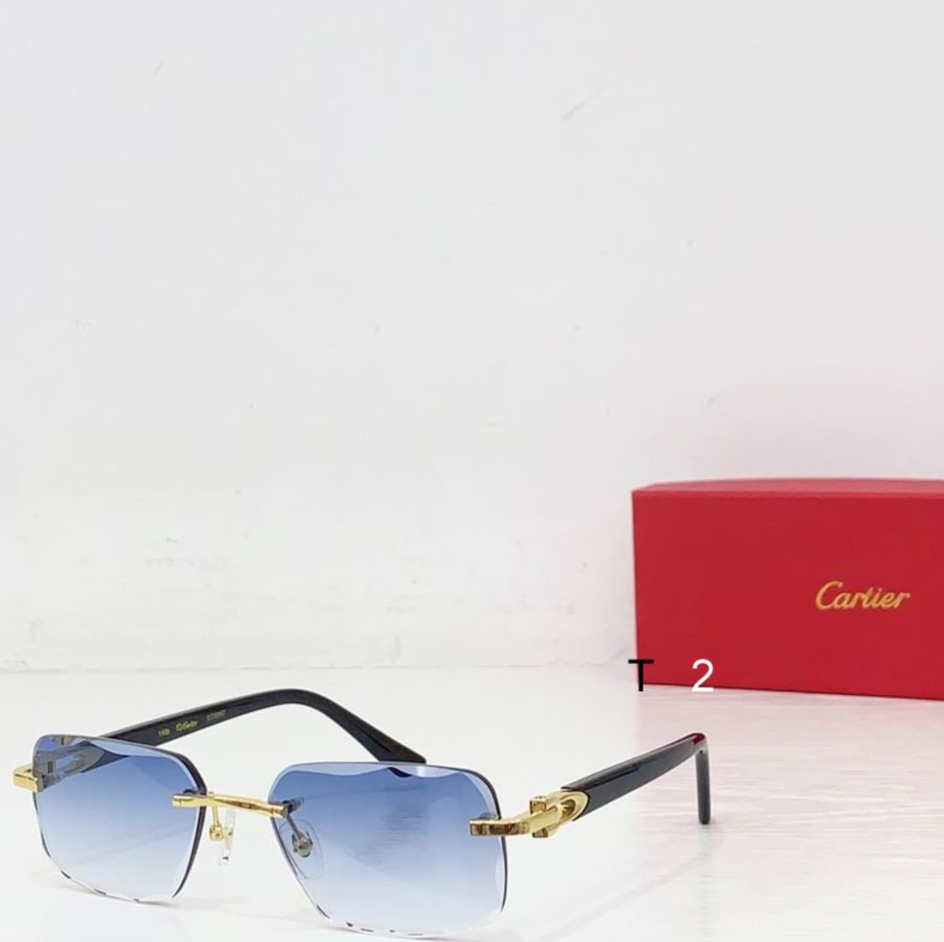 Crtir Glasses - Diamond Cut Square Blue Gradient Black Arms