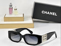 Chnel Glass - Black Rectangle Silver Crystal Dark