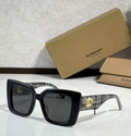 Burbry Glasses - Black Oversized Square Sunglasses Gold Medallion Check Arms