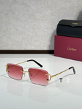 Crtir Glasses - Rimless Rectangular Pink Red Gradient Gold Arms