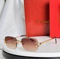 Crtir Glasses - Rimless Octagonal Diamond-Cut Edge Brown Gradient Gold C Hardware Tortoise